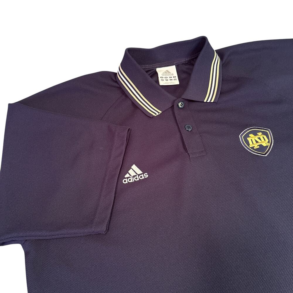 Adidas‎ Notre Dame Football Golf Polo Blue Shirt Sz XL